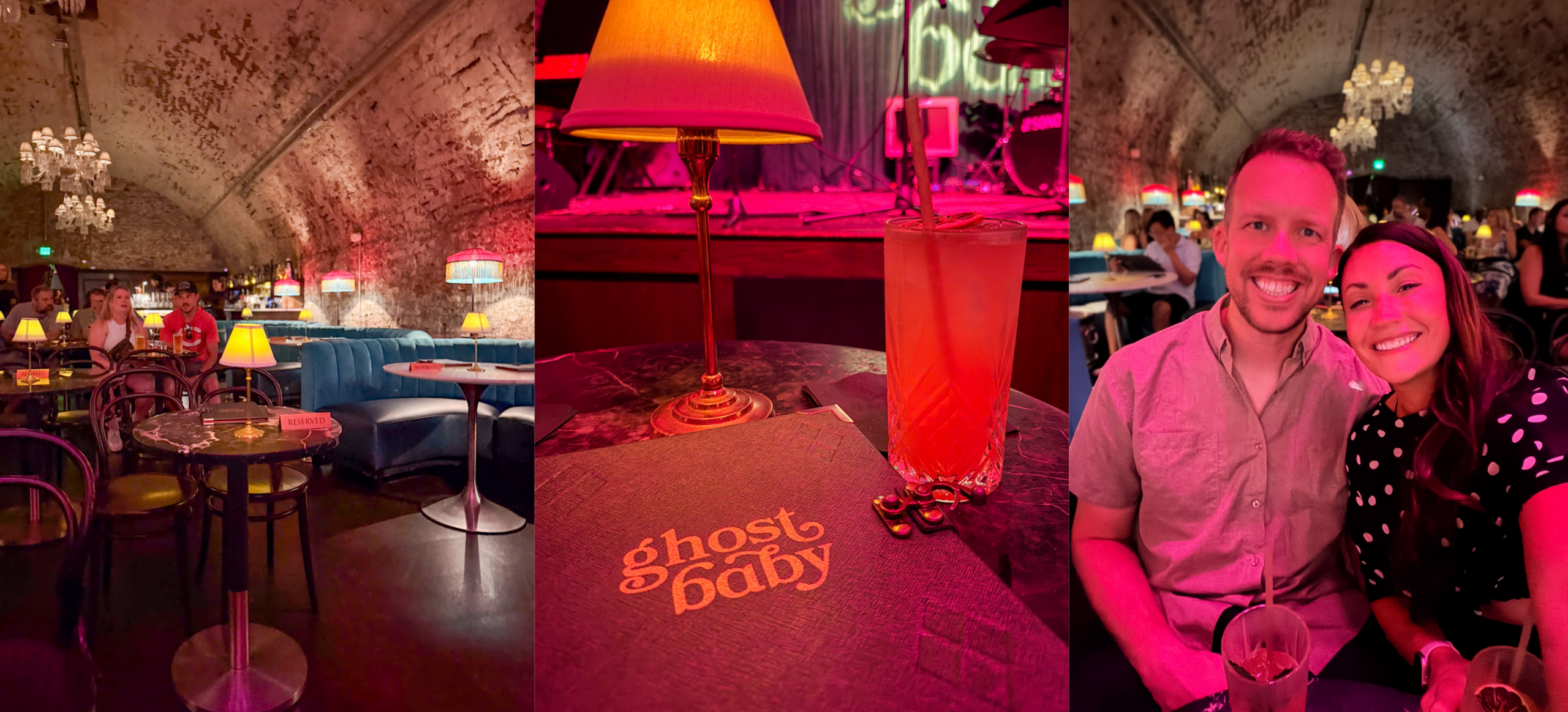 Best Places to Eat in Cincinnati including the dark underground lounge and live music stage at Ghost Baby