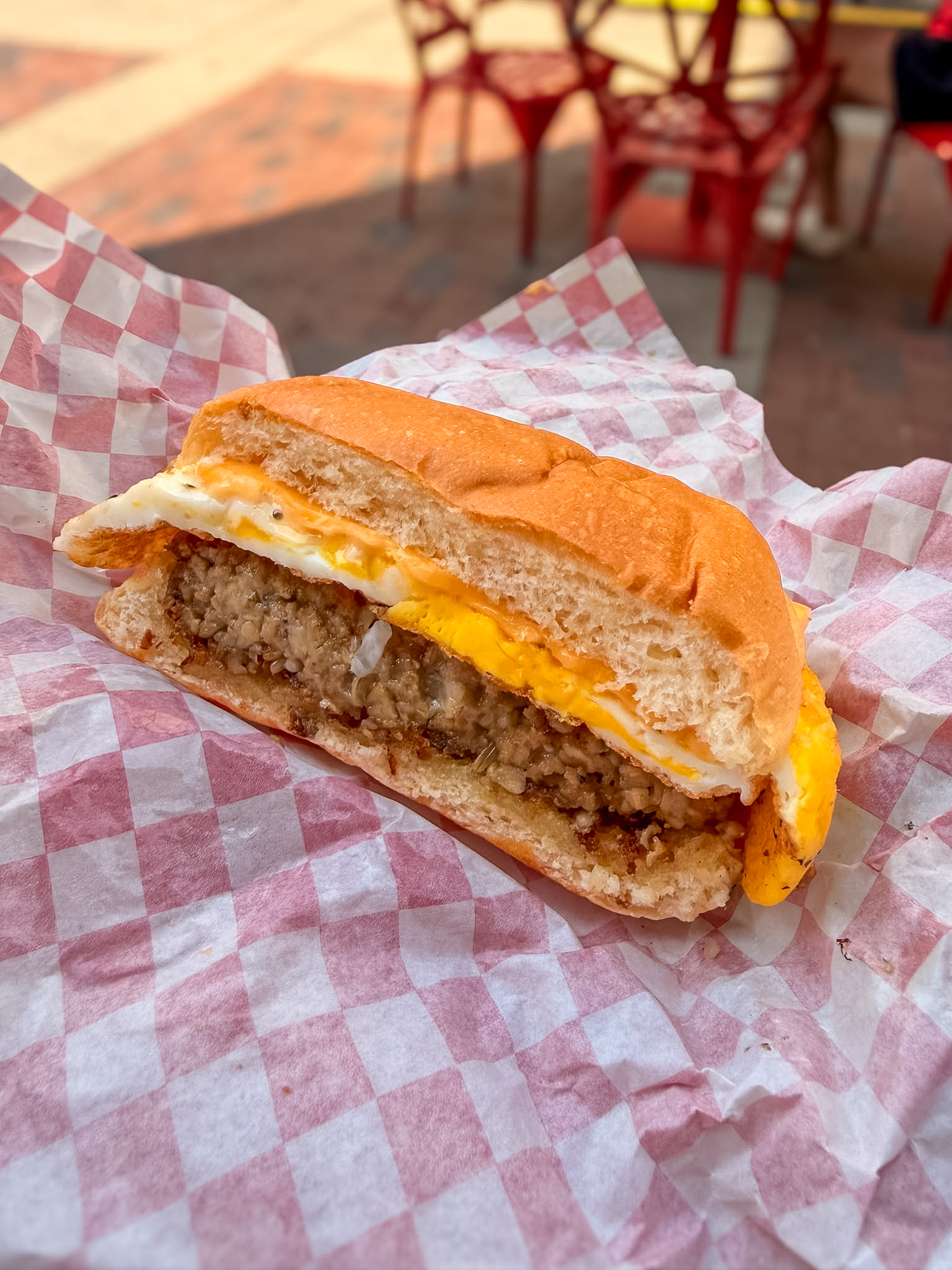 Best Places to Eat in Cincinnati including a crispy goetta breakfast sandwich at Findlay Market
