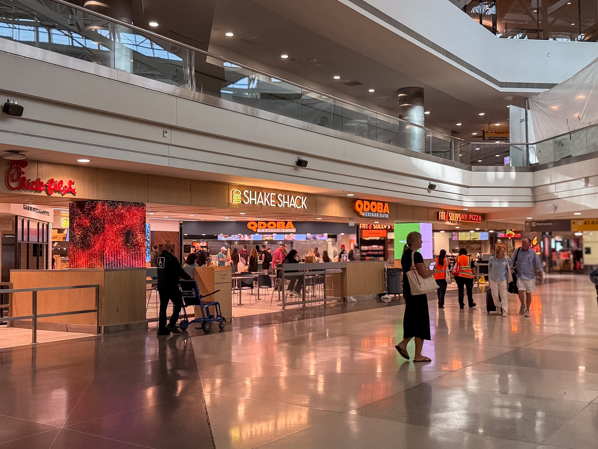 Denver Airport dining options inside one of the DEN concourses