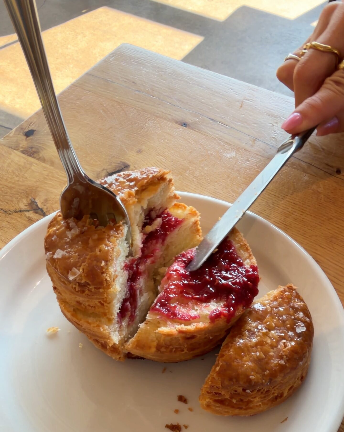 Biscuit with fruit jam at Fox in the Snow Dublin in Ohio