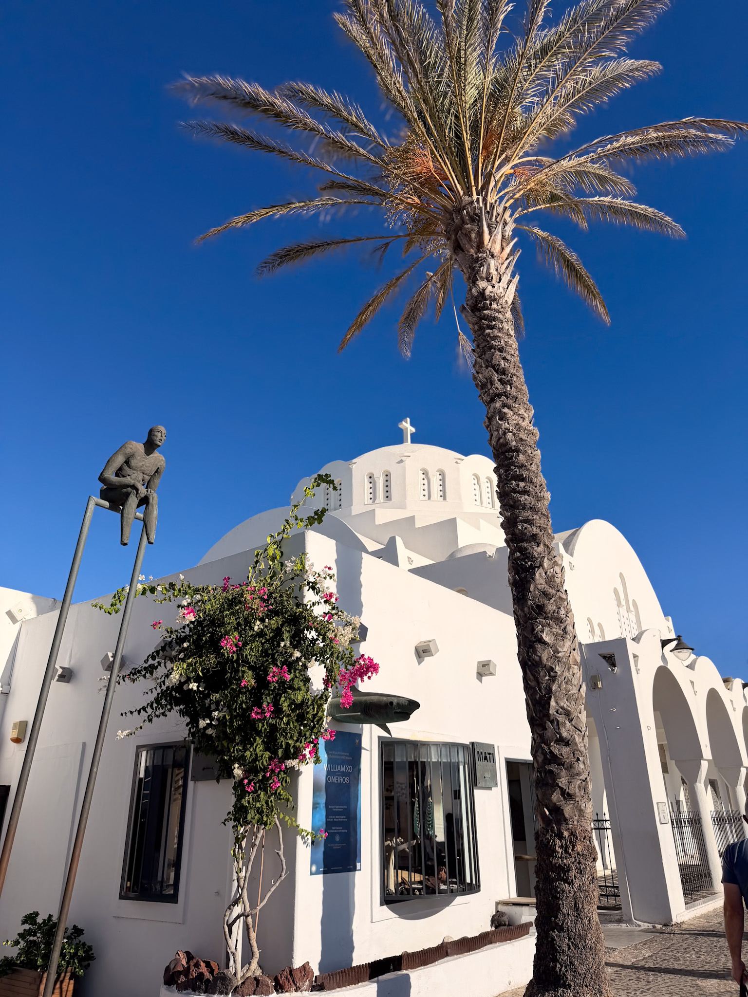 Orthodox Metropolitan Cathedral in Fira with its white exterior and arches