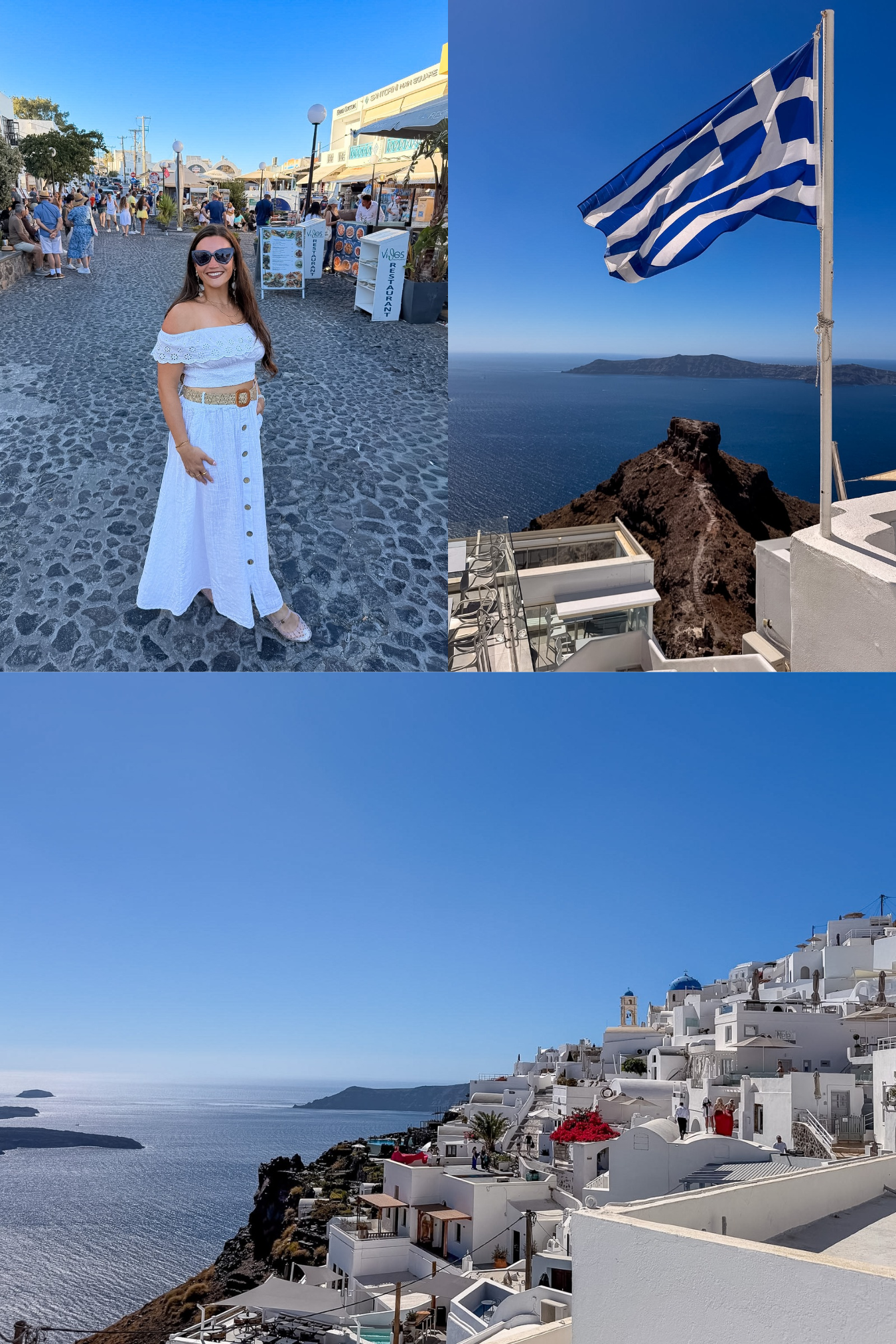 View of Fira's Old Port, cable car, and winding cliffside path